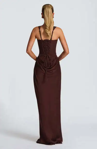 Cornelia Maxi Dress - Plum Brown Dress Babyboo Fashion Premium Exclusive Design