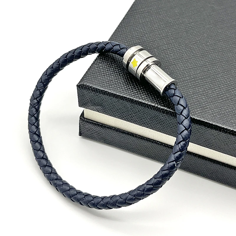 Luxury Bracelet Yellow Star Metal Ring PU Leather Red Blue