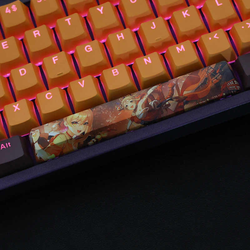 Chaves Naganohara Yoimiya Pbt Dye Substituiu Teclas Tecla Caps Oem Perfil dos Desenhos Animados Anime Gaming Backlit Keycap para Genshin Impacto 108 - Imagem 5