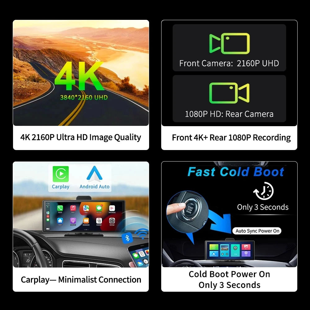  DVR  ķ, , GPS,  IMX415, ̷, ڵ ī޶,  ڴ,  , 10.26 ġ, 4K, 3840x2160P, 1080P