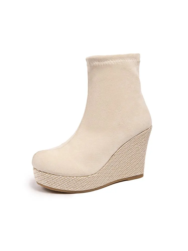 Damen Stiefeletten Mit Plateau Und Keilabsatz Für Mehr Höhe_voghion.com