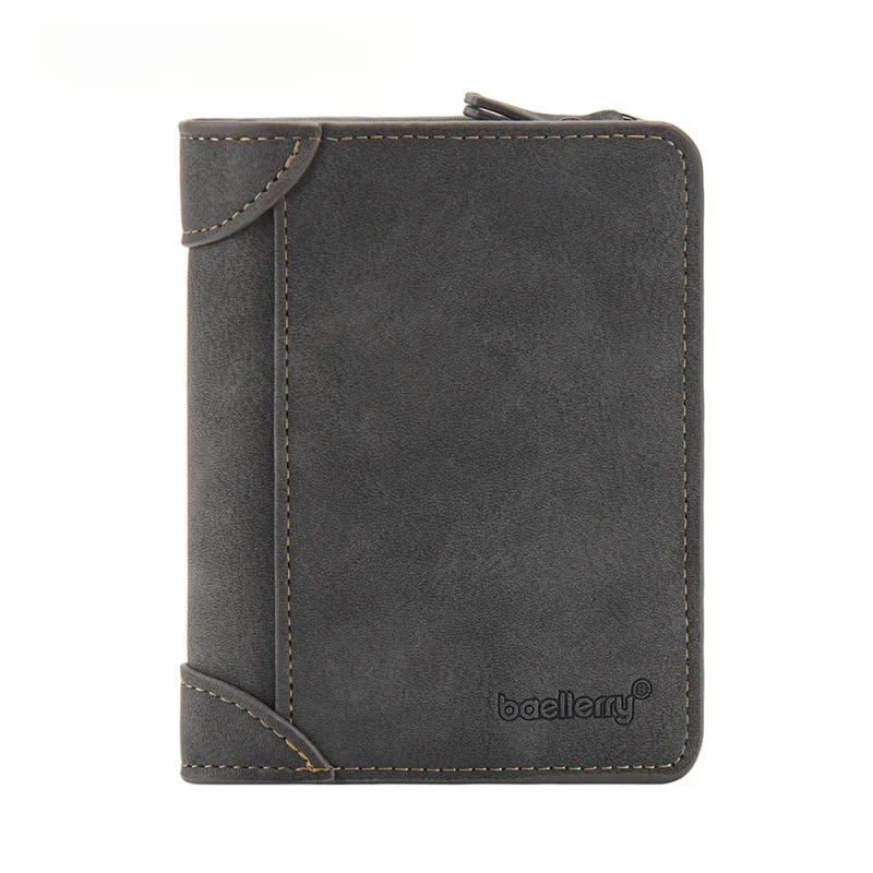 Men wallet PU leather casual multi slot zipper card holder men purse short male fold wallets