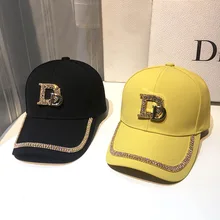 

New Rhinestone Diamond D Letter Baseball Caps for Women Fashion Snapback Caps Outdoor Sun Protection Sunshade Ladies Caps 2022