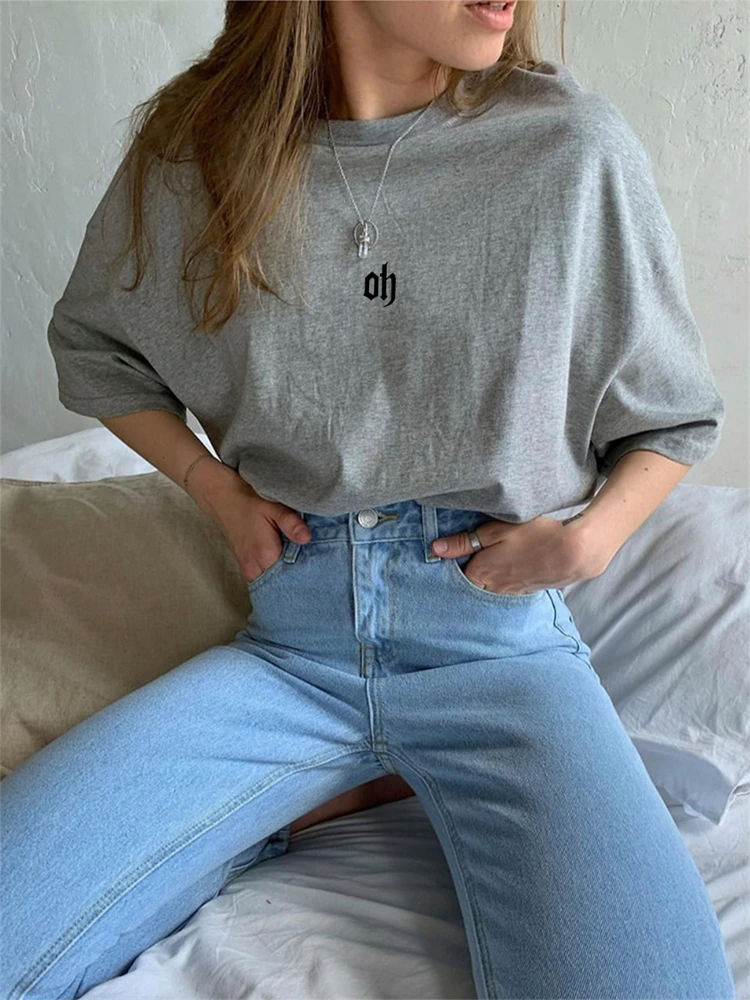 Hirsionsan Einfach mëll Kotteng T-Shirten fir Fraen Summer locker Kuerzärmlech Basis T-Shirten Casual Chic Buschtawen Grafik Fra846_voghion.com