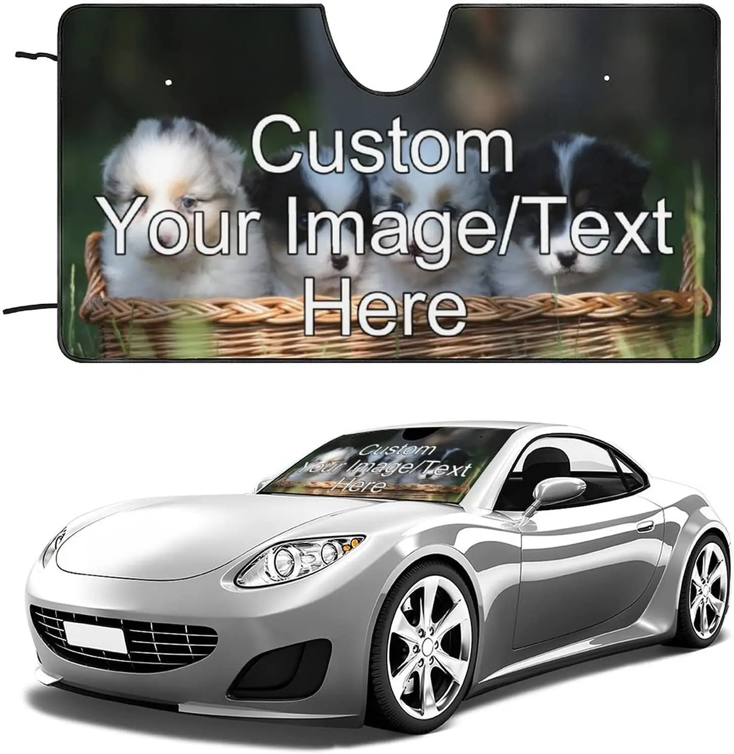 

Custom Car Windshield Sun Shade Personalized Car Sunshade for Windshield Add Your Image/Text Customize Car Sun Visor UV Ray 51"X