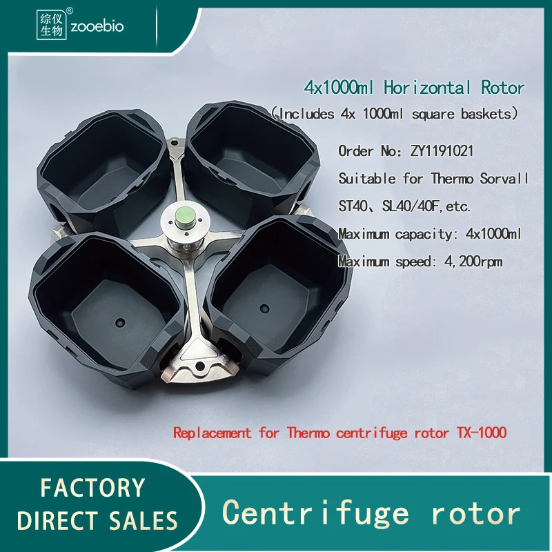 4x1000ml Horizontal Rotor with Square Basket, Replacement for Thermo TX-1000