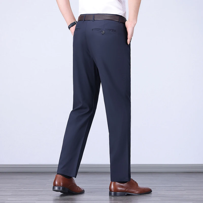 Casual Pants Male Stretch Solid Black Smart Men's Trousers Office Quick Dry Suit Pants New Spring Autumn Korean Straight