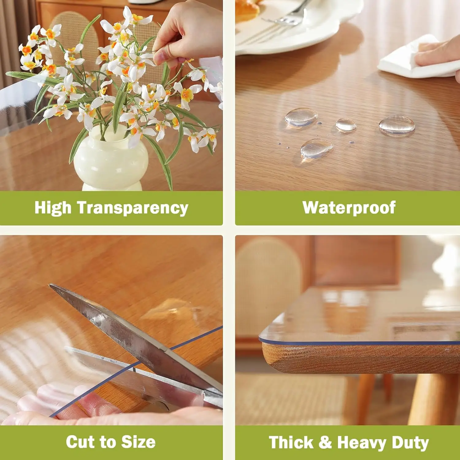 40 x 72 inches, 1.5mm thick transparent desktop protective film, used as a desk pad for desktops, coffee and restaurant tables 4
