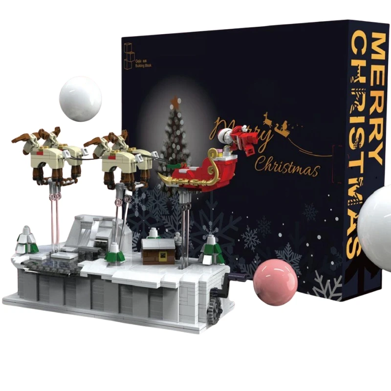 2024 New Christmas Elk Deer Babbo Natale Building Blocks Set Cartoon Deer Model Figure Toys For Kids Regali Di Natale Di Compleanno