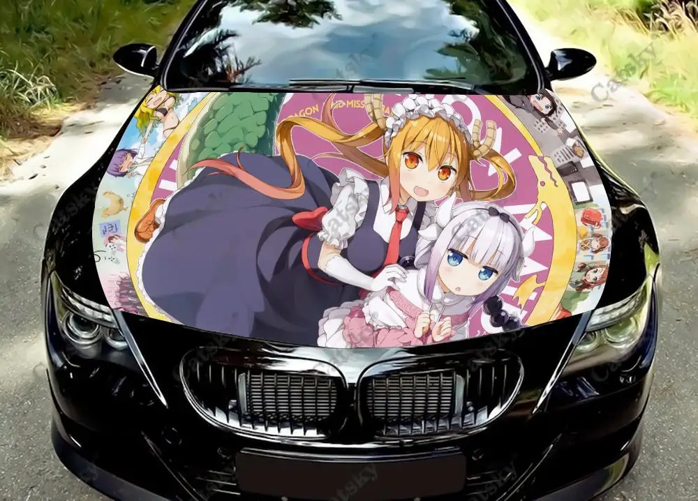 

Miss Kobayashi's Dragon Maid Anime Car Hood Sticker Decoration, Car Hood Vinyl Protection Cover, Custom Body Sticker Car Decal