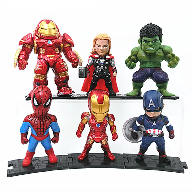 6 Pz/Set Marvel Avengers Black Panther Thanos Ironman Spiderman Captain American Hulk Figure Model Toys