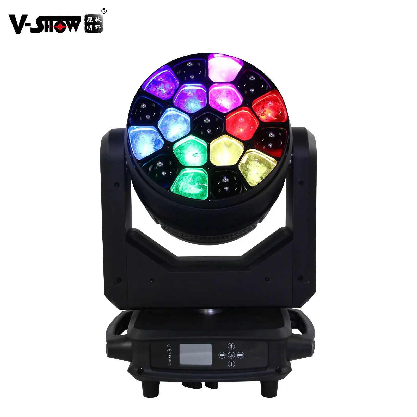 V-show Bee Eyes CTO LED 무빙 헤드 라이트 빔 워시 줌 CTO 무대 Dmx Dj 디스코 파티 조명, R1940L, 40W RGBW, 4 인 1, 19 개