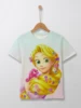 Summer 2023 Disney Enchanted Rapunzel printed round neck short-sleeved T-shirt 1-14 years old street fashion children's T-shirt 5