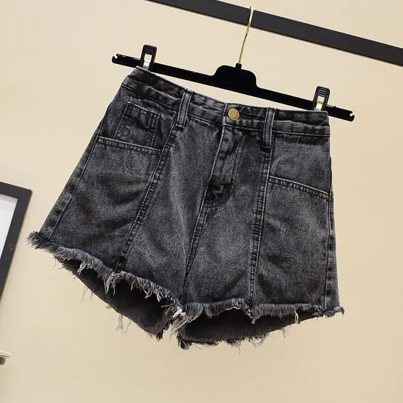 2023 Spring/Summer New Korean Version Loose Fit Slim High Waist A-line Versatile Fashion Wide Leg Hot Pants