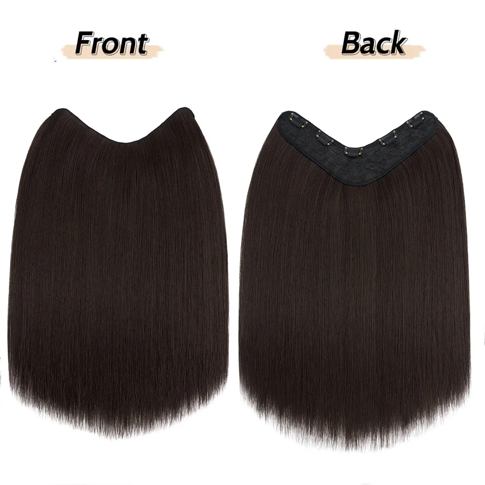 Benehair 18 Inch 160g V-Shaped Straight Synthetic Hair One Piece Clip In Hair Extension With Clips Hairpiece Full Head
