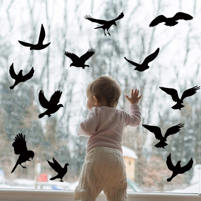9pcs Anti-collision Window Bird Stickers Black Silhouettes Glass Door PROTECTION Save Birds Glass Door wall stickers,window stickers