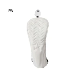 Premium Dual-Tone PU Leather Golf Wood Cover Set - Waterproof Club Protectors (Fairway white)