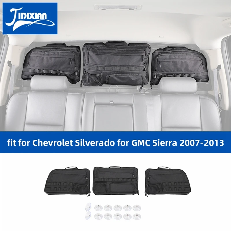 JIDIXIAN Car Rear Windshield Storage Bag Accessories for Chevrolet Silverado for GMC Sierra 2007 2008 2009 2010 2011 2012 2013