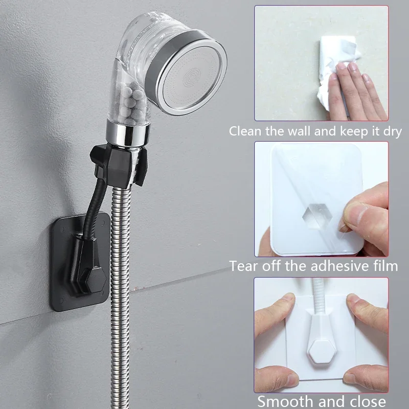 360&deg; Shower Head Holder Adjustable Bathroom Shower Bracket for Bath Rail Holder Bracket Head Strongly Stick To The Wall