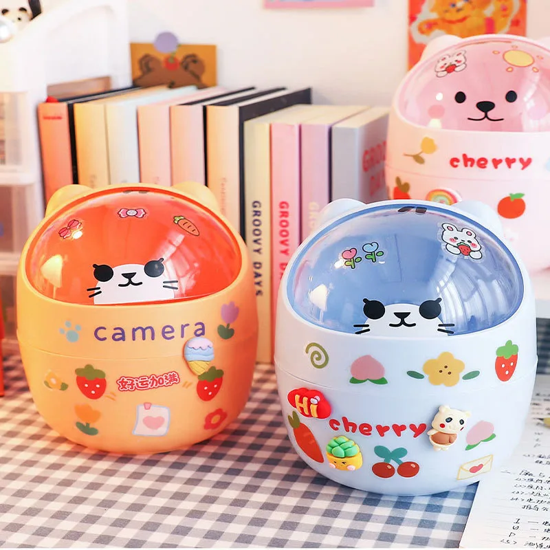Kawaii Acrylic Pen Holder Desktop Organizer Office Stationery Cosmetics Storage Box Desk Storage Organizer Pen Holder Desktop Storage Box Stationery Organizer Stationery Storage Box