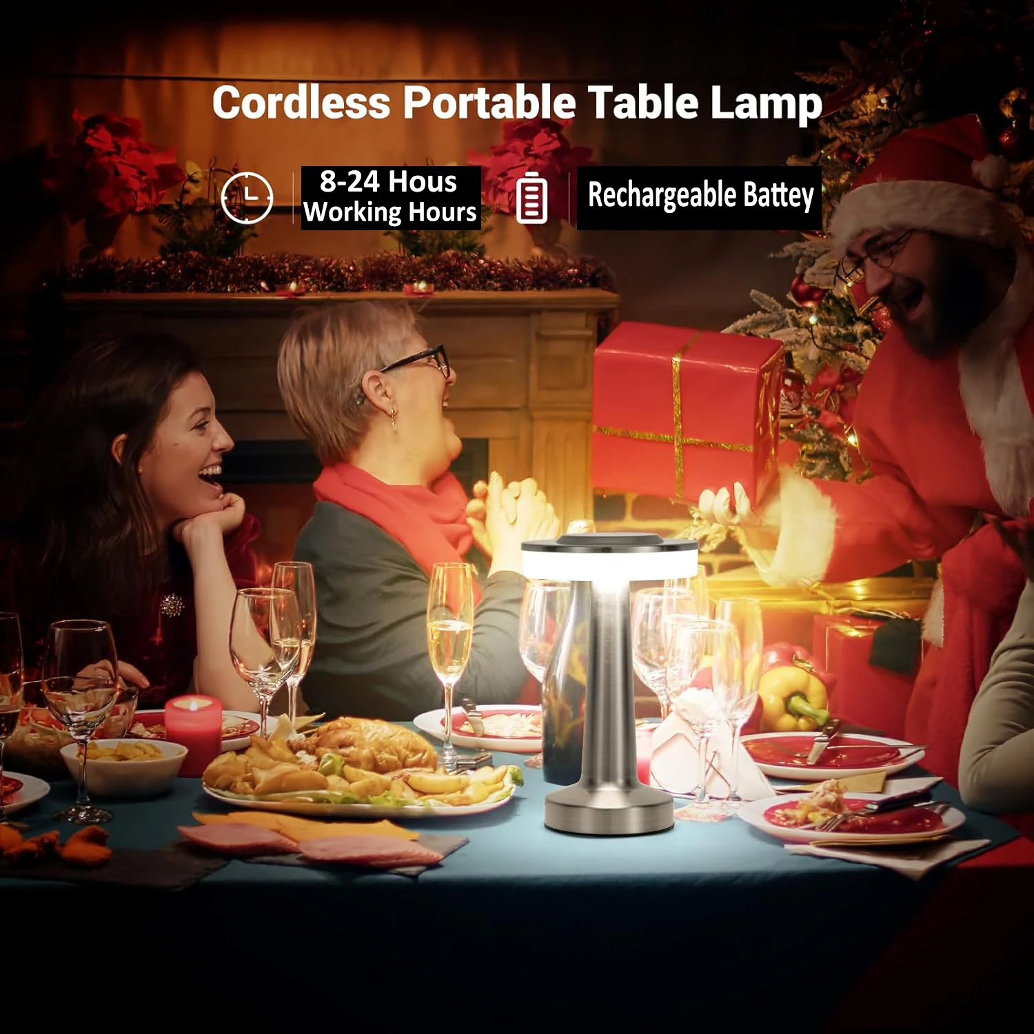LED Table Lamp Touch Sensor Rechargeable Desktop Night Light Wireless Reading Lamp for Restaurant Hotel Bar Bedroom Decor Light 4