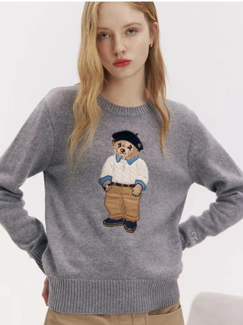 

Cartoon Sweater For Women , Full Sleeves Grey Color Jumpers, Winter JK Preppy Pullovers, vestidos para mujer, Traf, Tops