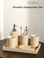 Wabi sabi Style Natural Marble Wash Set Electric Toothbrush Holder Soap Tray Bathroom Push Bottle Kitchen Storage Home Decor 1