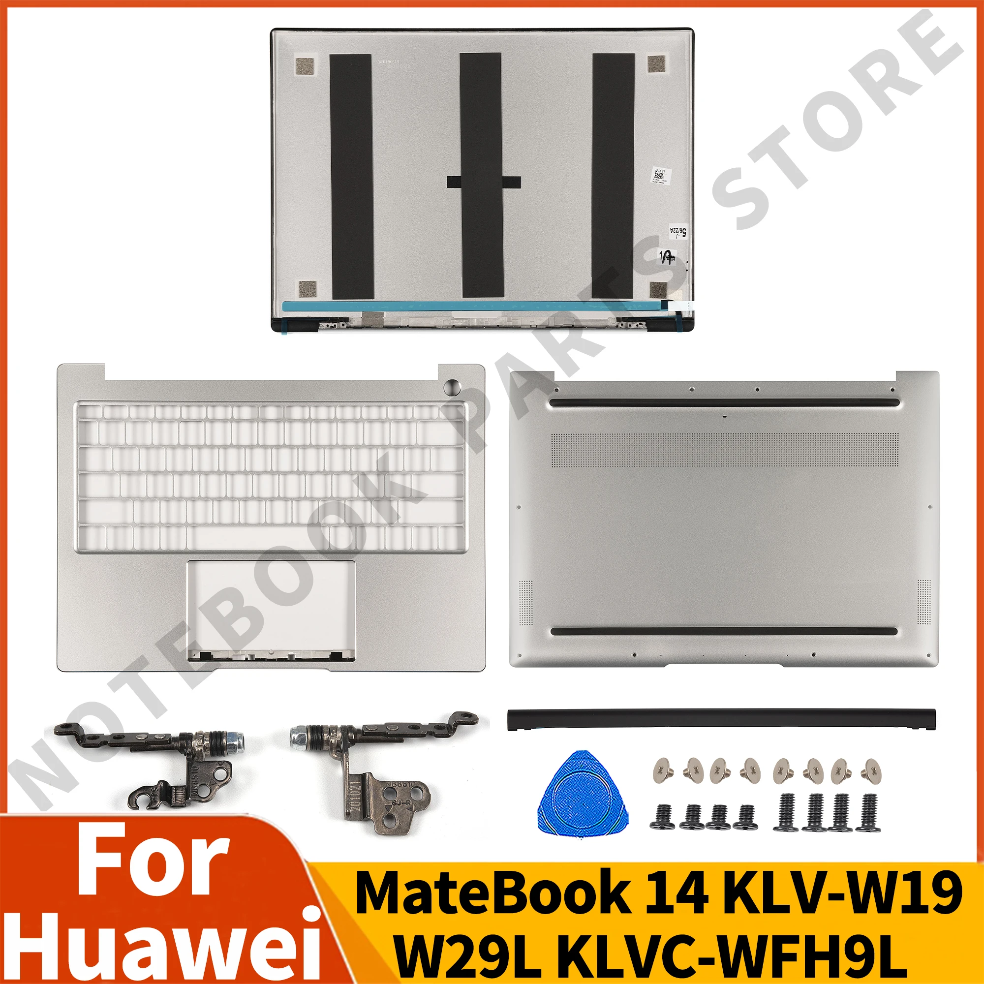 

New Original For Huawei MateBook 14 KLV/KLVC KLV-W19/W19L/W29/W29L KLVC-WAH9L/WFH9L/WFE9L LCD Back Cover Palmrest Bottom Silver