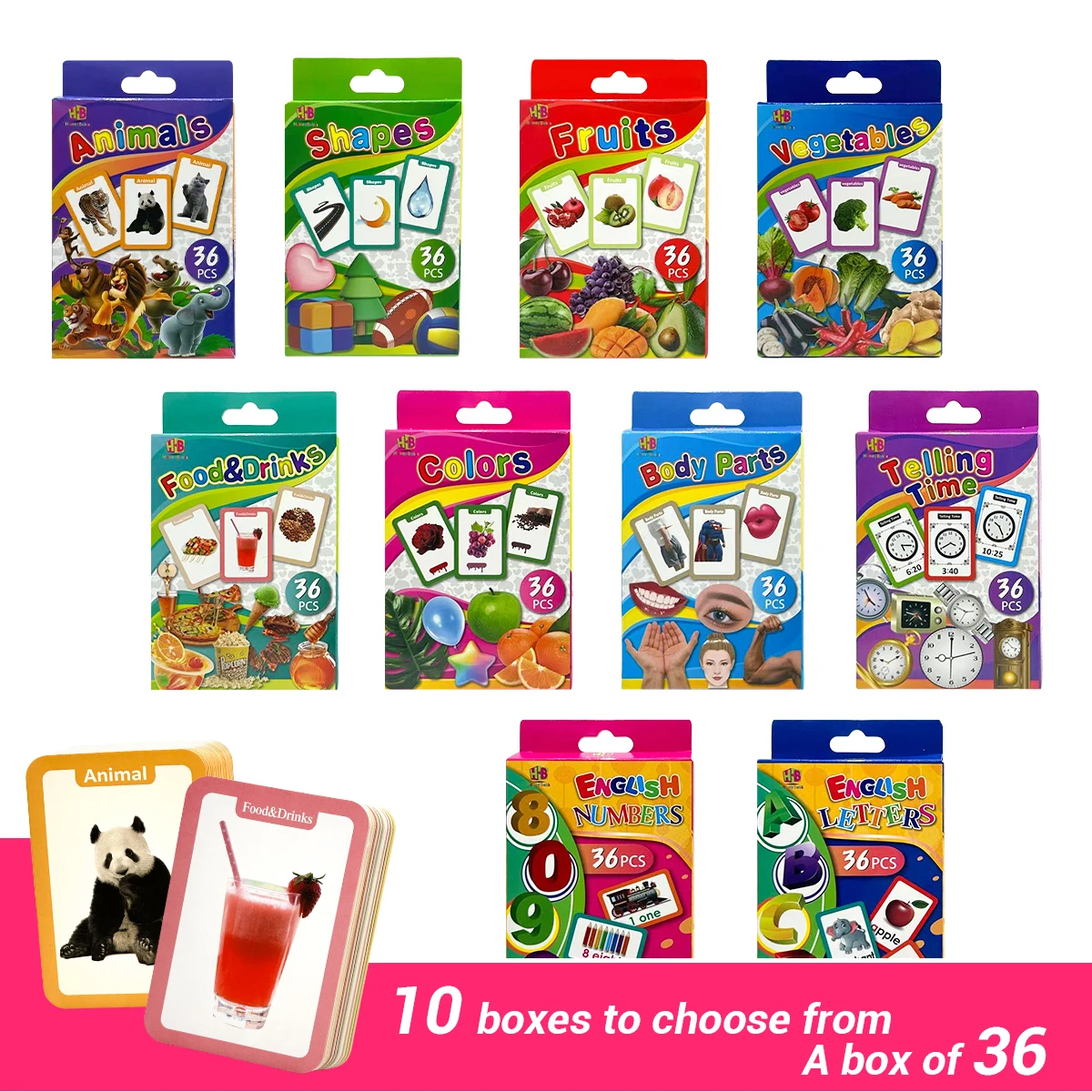Animal letter flashcards, pre-school educational resources for learning numbers, colors, shapes, and fun learning gifts