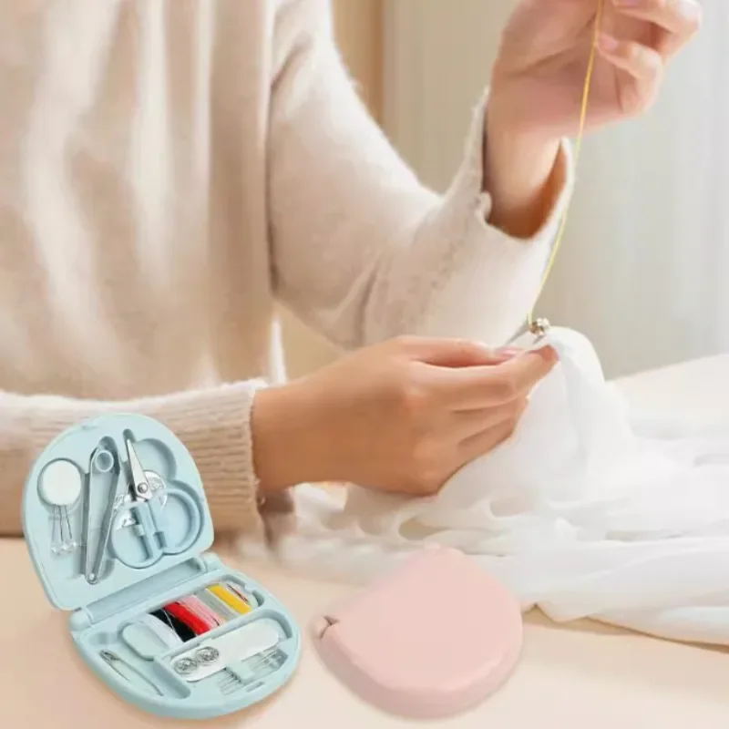 Portable Handheld Sewing Kit, Mini Travel Sewing Machine with Threads Needles Scissors for Emergency Clothing Repairs, DIY