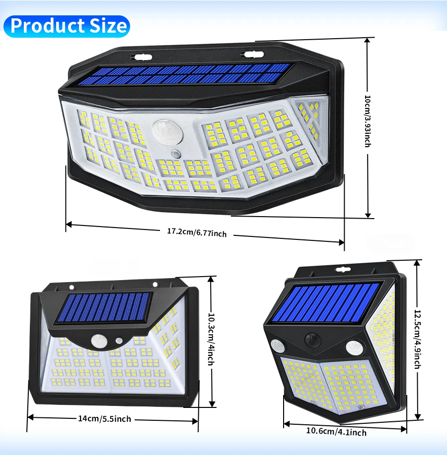 New Solar Lights 200/194/188 LEDs with Lights Reflector 270° Wide Angle IP65 Waterproof Easy-to-Install Security Garden Lights best outdoor solar lights