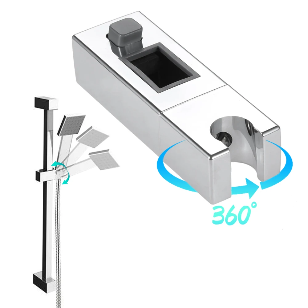 

Handheld Shower Head Slider Holder Rotatable Adjustable Square Slider Bar Handset Bracket Bathroom Wall Mounted Bar Slider Clamp