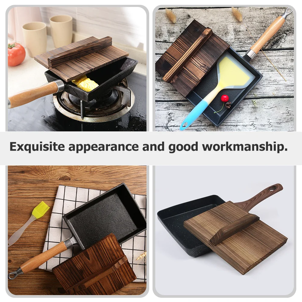Wooden Pot Lid Tamagoyaki Pan Cover Nonstick Skillet Kitchen Tool Household Cookware Pancake Frying Pan Lid Cookware Parts