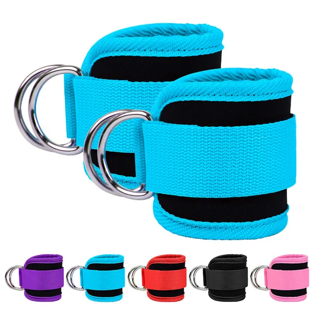Gym Ankle Straps Double D-Ring Adjustable Neoprene Padded Cuffs Ankle Weight Leg Training Brace Support Sport Safety Abductors 3