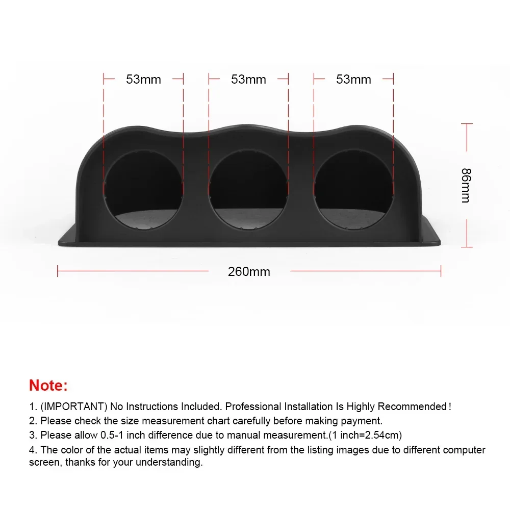 2 Inch 52mm Gauge Pod Mount Holder Dual Triple Gauge Pod Carbon Fiber Style/Gloss Black Dash Mount for Racing Car Universal
