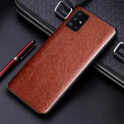 Premium PU Leather Phone Case with Business Solid Color Design for Galaxy A11 (Brown)