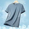 Running T-shirt Men Summer Ice Silk Thin Mesh Tops Reflective Print Quick Dry Short Sleeve Casual Elastic Fitness Sports Shirts 3