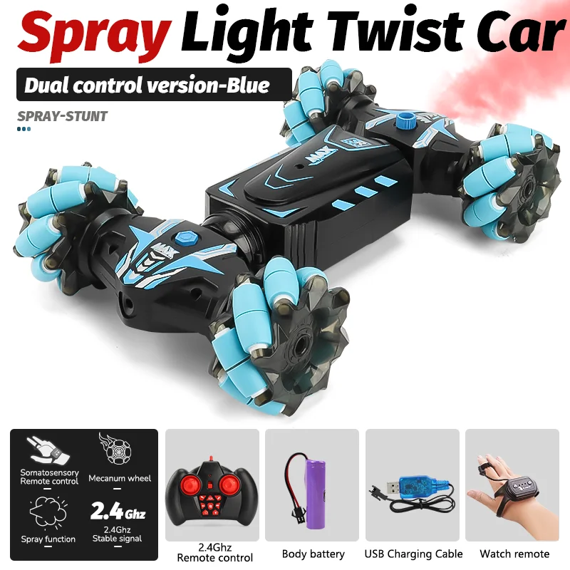 Twist Air Gesture Car, Alhena®, Stunt Car, 2,4 GHz-es távirányító, óra  távirányító, kézmozdulatvezérlés, led fények, hangok, 86A piros 