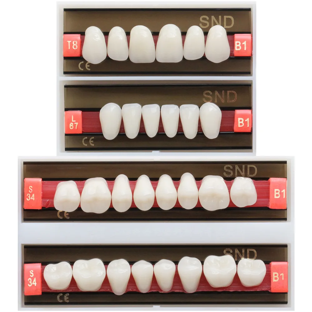 28pcs/set Resin Denture Tooth B1 Shade Guide Color Comparator Mirror