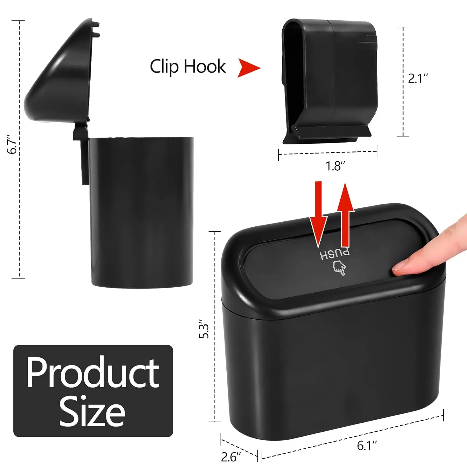 AOHEWEI Car Trash Can with Lid – Leak-Proof Automotive Trash Bin & Multipurpose Organizer for Car 6