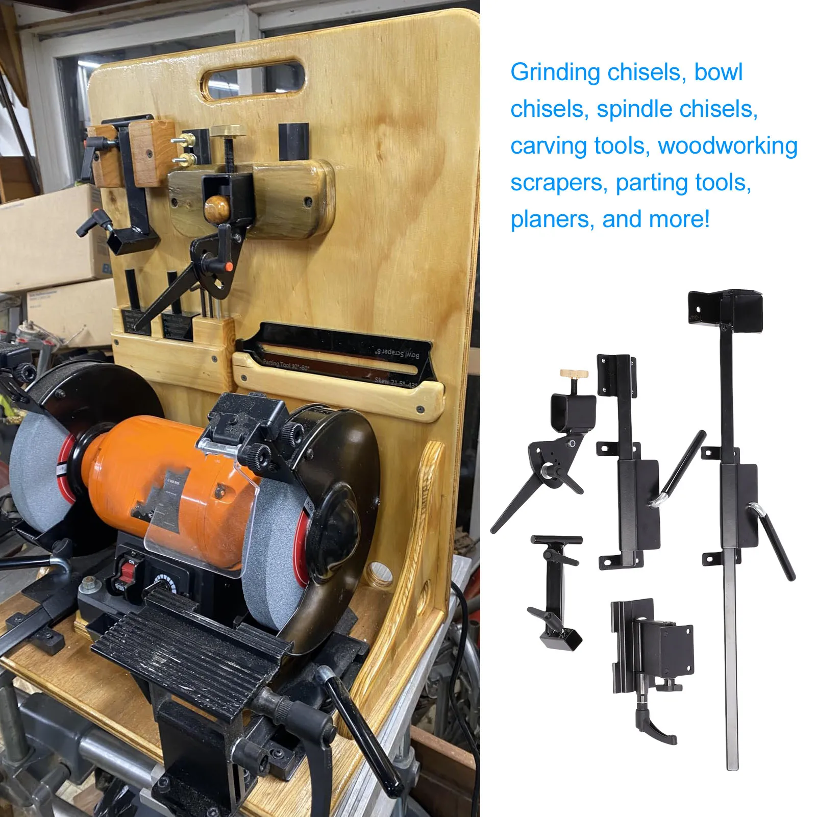 Lathe Tool Sharpening Jig Steel 4 Axes Multifunctional Grinding Jig for 8in Grinder Woodworking Projects  Jig