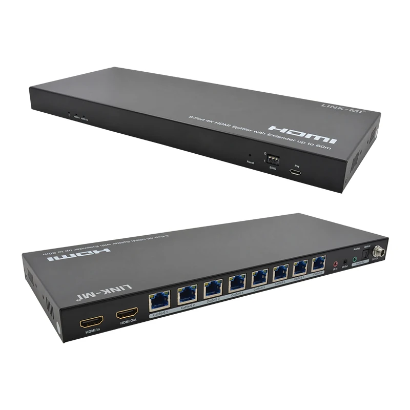HDMI 스플리터, Cat5e 6 케이블, 지지대 POC, 90M, 1080P, 8 포트, 4K, 60M, 1X8