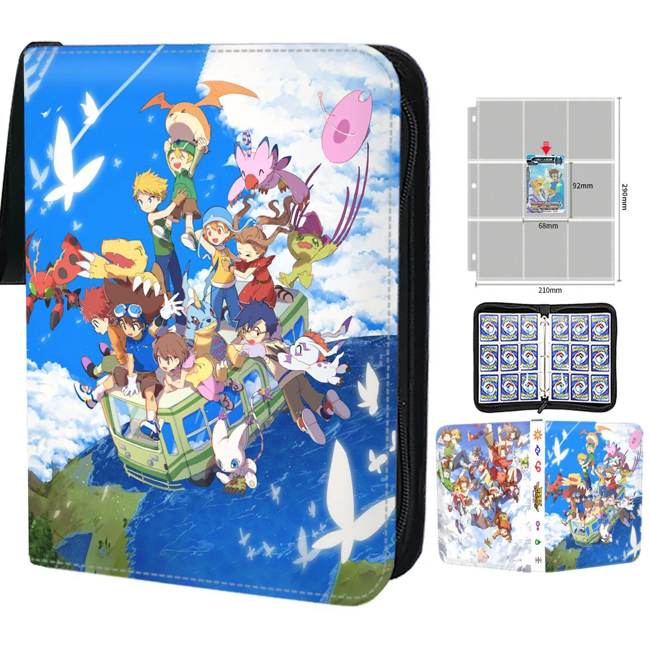 

Digital monster Card Binder Album 9 Pocket Zipper Book Folder Digimon Adventure 400-900pcs Cartoon Games Collection Card Holder