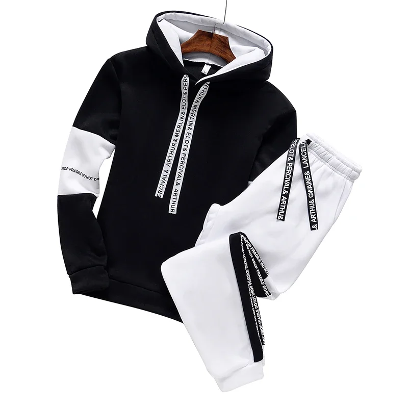 Men Autumn Winter Tracksuit Set Hoodies Sweatshirt Sportswear