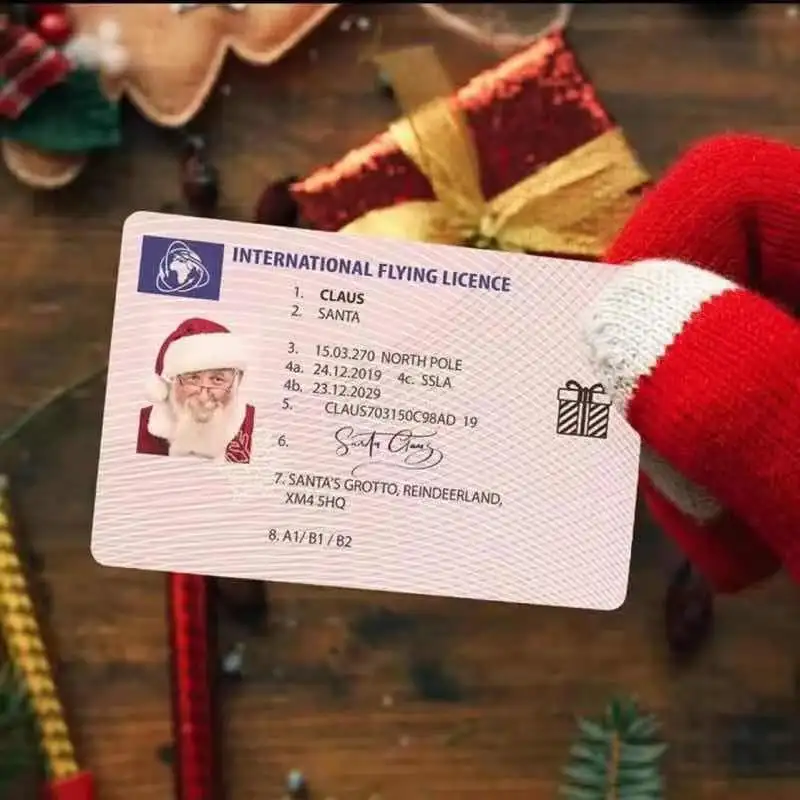 Santa Claus Flying Licence Card Christmas Eve Driving Licence Christmas Gift Children Kids Xmas Decoration