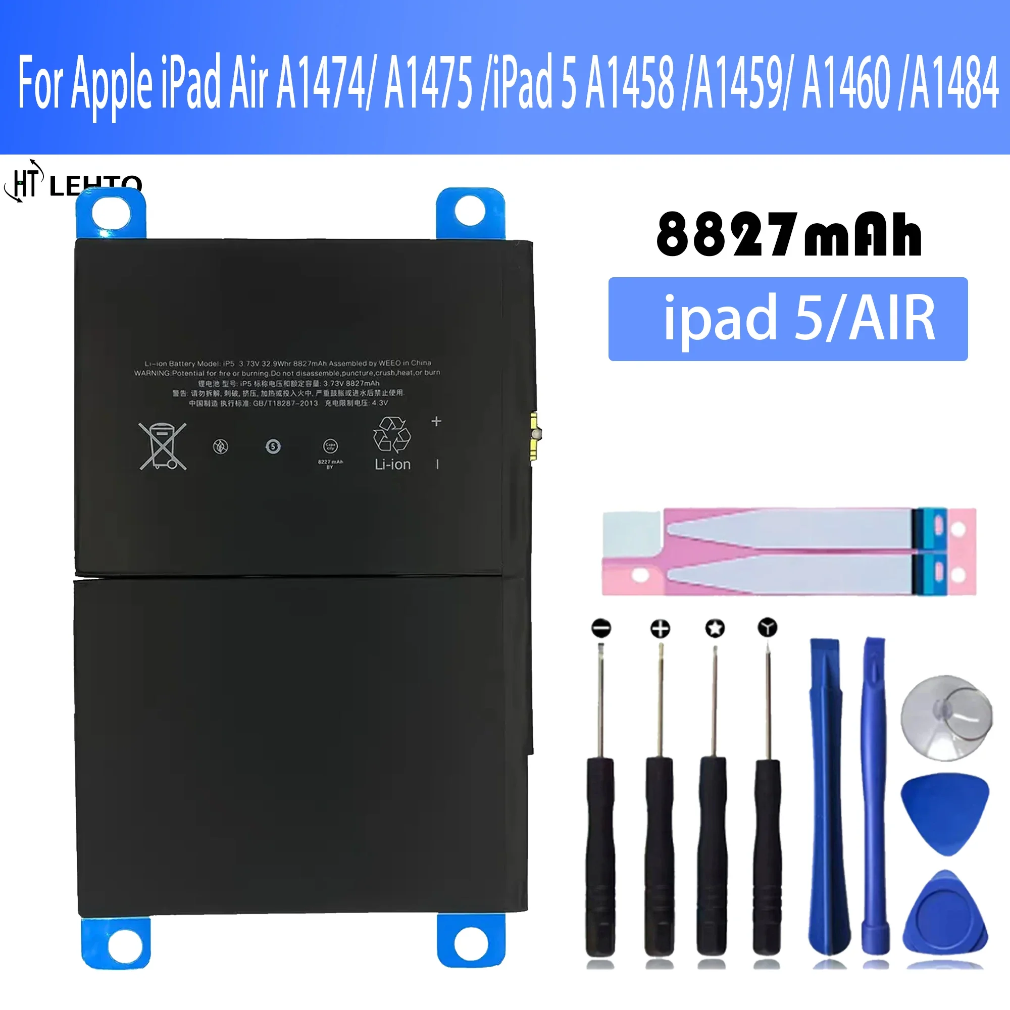 8827mAh Tablet Battery for Apple IPad 5 & Air 1 Replacement