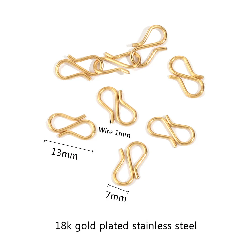 Stainless Steel S-shaped DIY Necklace Clasp Hook 18K Gold Accessories 8