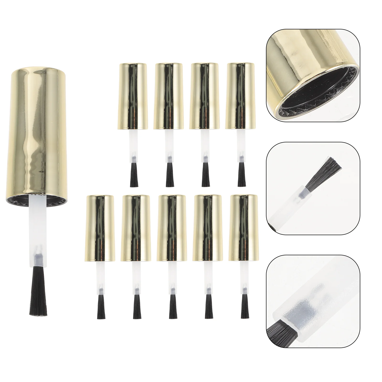 

10pcs Replacement Nail Gel Bottle Caps Nail Polish Bottles Caps with Brush Nail Salon Supplies