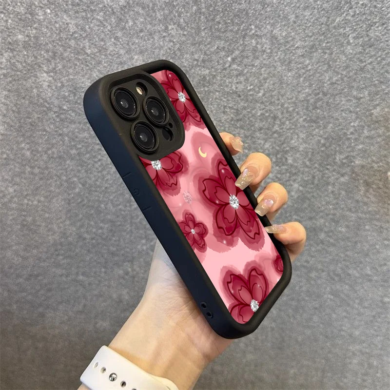 Elegant Diamond Floral Design Silicone Soft Phone Case