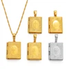 Anniyo DIY Keeping Photo Pendant Necklace Women Iran Jewelry,Gold Color Islam Arab Holy Bible Cross Allah Box #071502